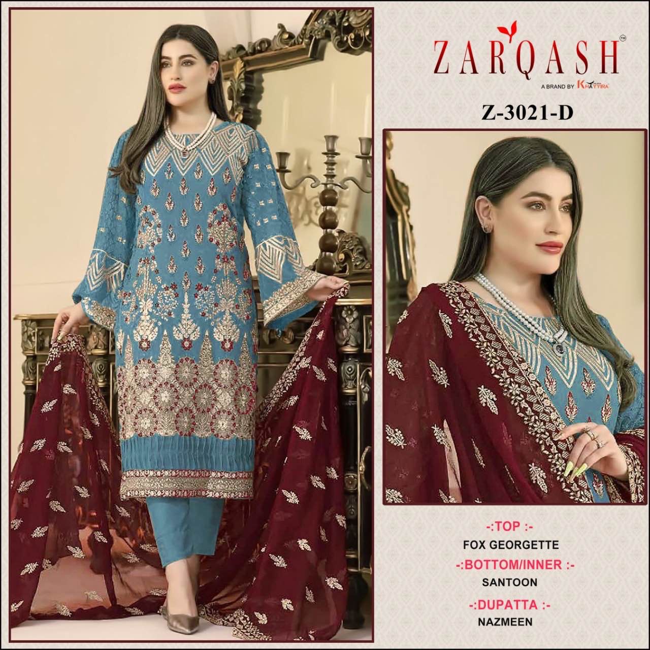 Zarqash Z 3021 Wholesale Pakistani Salwar Suits Catalog